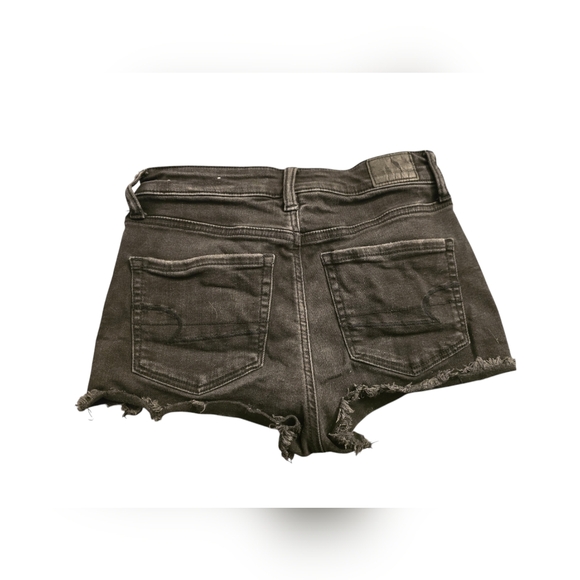 American Eagle Black Denim Ripped Shorts - Picture 2 of 2
